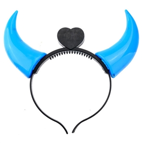 BuySKU61675 Ox Horn Devil Headband Headwear with LED Flashing Light for Halloween (Blue & Pink)