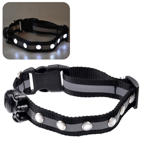 BuySKU64295 PP Weave Strap LED Light Pet Dog Collar with Adjustable Strap & EL Strip (White Light)