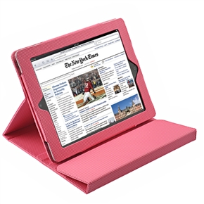 PU Leather Football Pattern Vein Protective Case Cover with Stander & Inner Frame for The new iPad (Pink)