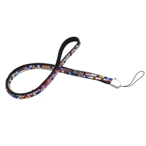 PU Leather Neck Strap Lanyard with Colorful Rhinestones for Cell Phone /Camera /MP3 /U-disk