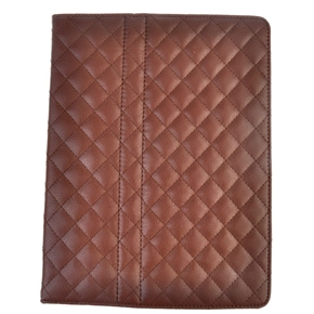 BuySKU64729 PU Leather Protective Case Cover with Rhombus Mesh & Frame Shape for ipad 2 (Brown)