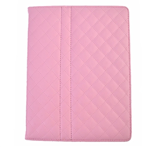 BuySKU64733 PU Leather Protective Case Cover with Rhombus Mesh & Frame Shape for ipad 2 (Pink)