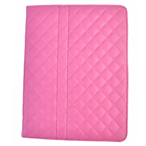 BuySKU64727 PU Leather Protective Case Cover with Rhombus Mesh & Frame Shape for ipad 2 (Rose)