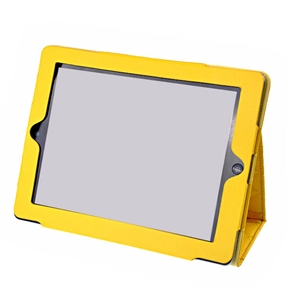 BuySKU64726 PU Leather Protective Case Cover with Rhombus Mesh & Frame Shape for ipad 2 (Yellow)
