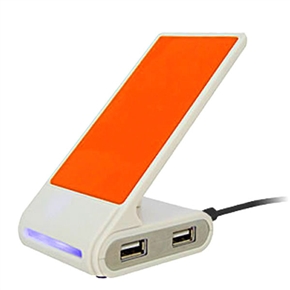 BuySKU55012 Phone Shaped USB 2.0 High Speed 4-Port Hub Adapter with LED Light & External USB Cable (Orange & White)