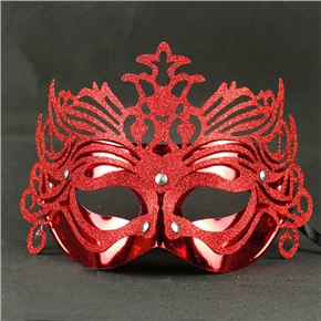 BuySKU61847 Plated Color Pattern Mask Crown Mask for Christmas All Saints' Day Ball Party (Bright Red)