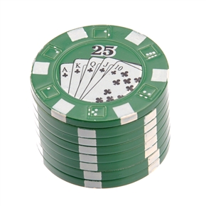 BuySKU67834 Poker Chip Shaped Double-layer Manual Metal Herb Cigarette Tobacco Grinder Muller (Green)