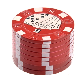 BuySKU67835 Poker Chip Shaped Double-layer Manual Metal Herb Cigarette Tobacco Grinder Muller (Red)