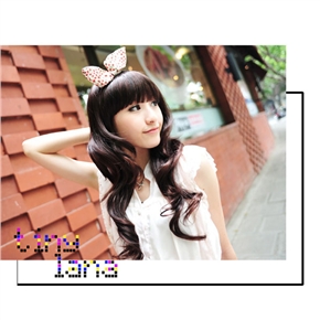 BuySKU62345 Popular Long Curly Wig Curl Sweet Hairstyle with Straight Bang (Chestnut)
