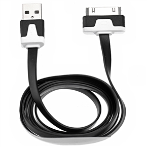Portable 1M Flat Noodle Style USB Sync Data & Charging Cable for iPad /iPhone /iPod (Black) 