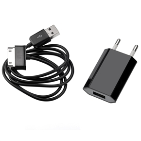 BuySKU67349 Portable 2-in-1 EU-plug Power Adapter Charger with USB Cable for iPhone 3G /iPhone 4 /iPhone 4S (Black)