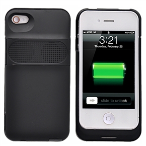 Portable 4-in-1 1800mAh External Backup Battery Charger Case with Stereo Speaker & Stand for iPhone 4 /iPhone 4S (Black)