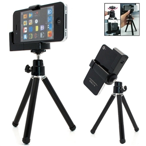 BuySKU64309 Portable Adjustable Mini Tripod Holder Stand for Cellphone Camera (Black)