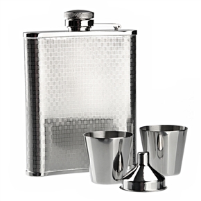 BuySKU67201 Portable Healthy 6.0 OZ Stainless Steel Hip Flask Set with Two Cups and One Funnel for Outdoor Use