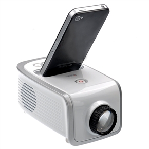 BuySKU64323 Portable IR Remote Control LCD Mini Projector with AV-in for iPhone /iPod Touch (White)