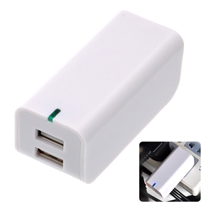 BuySKU67278 Portable US-plug AC Wall Adapter Charger with 2 USB Outputs for iPad /iPhone /Mobile Phones (White)