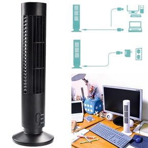 BuySKU65249 Portable USB Rechargeable Cooling Tower Fan for Home and Travel Use (Color BLACK)