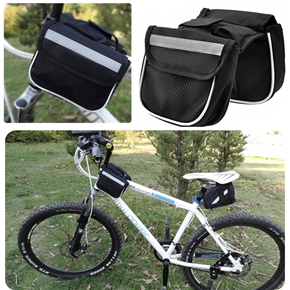 BuySKU67692 Practical Multifunctional Highway Bike Mountain Bike Bicycle Frame Bag Double Saddle Bag (Black)