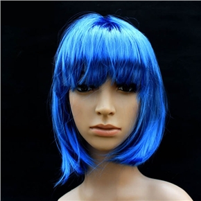 BuySKU61981 Pretty Straight Bang Cosplay Wig Hairpiece - BOBO Head (Blue)