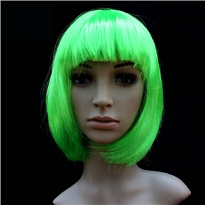 BuySKU61984 Pretty Straight Bang Cosplay Wig Hairpiece - BOBO Head (Green)