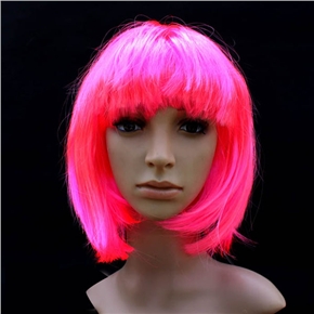 BuySKU61976 Pretty Straight Bang Cosplay Wig Hairpiece - BOBO Head (Pink)
