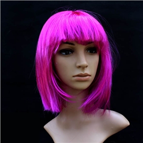 BuySKU61982 Pretty Straight Bang Cosplay Wig Hairpiece - BOBO Head (Purple)