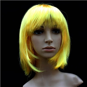 BuySKU61977 Pretty Straight Bang Cosplay Wig Hairpiece - BOBO Head (Yellow)