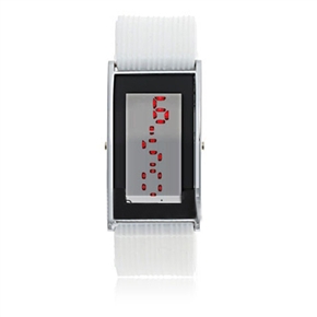 BuySKU58360 Pure Red LED Wrist Watch with Rectangle Shaped Dial (White)