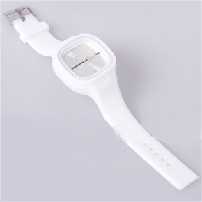 BuySKU58396 Pure Square Shape Electronic Wrist Watch with Silicone Band (White)