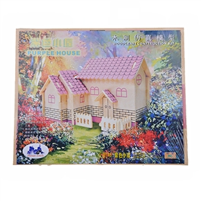 BuySKU60446 Purple Little House 3D Puzzle Woodcraft Construction Kit