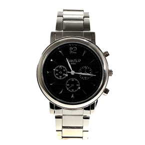 BuySKU57957 Quartz Wrist Watch with Round Dial & Metal Watch Band for Men
