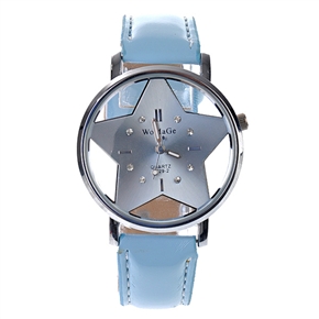 BuySKU57504 Quartz Wrist Watch with Star Dial & PU leather Watch Band (Blue)