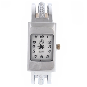 BuySKU57743 Quartz Wrist watch With Rectangle Dial & Metal Watch Band (White)