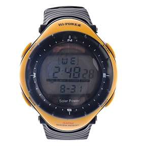 BuySKU57437 RE0405M Multifunctional Waterproof Solar Power Sports Watch with Black PU band & Plastic Case