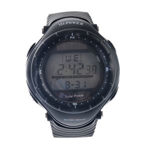 BuySKU57440 RE0405M Multifunctional Waterproof Solar Power Sports Watch with Black PU band & Plastic Case (Black)