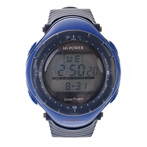 BuySKU57438 RE0405M Multifunctional Waterproof Solar Power Sports Watch with Dark Blue PU band & Plastic Case (Blue)