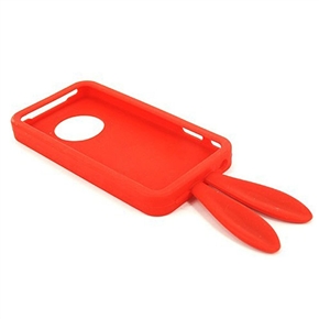BuySKU64744 Rabbit Style Silicone Case Cover Skin for iPhone 4 (Red)