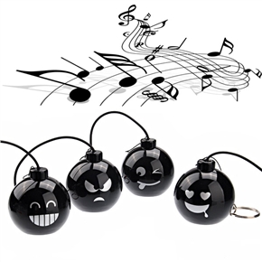 BuySKU64623 Rechargeable Mini Bomb Speaker with 3.5mm Audio Jack & Key Ring (Random Face Expression)