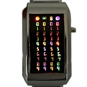 BuySKU57852 Rectangle Case Design Digital LED Wrist Watch with Stainless Steel Chain (Silver)