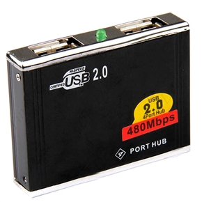 BuySKU55068 Rectangle Shaped Mini USB 2.0 High Speed 4-Port Hub Adapter with External USB Cable (Black)