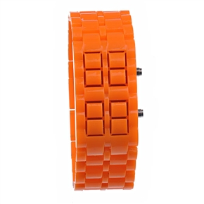 BuySKU58322 Red LED Wrist Watch Modern Style Plastic Watch (Orange)