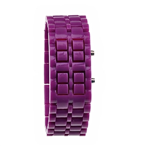 BuySKU58320 Red LED Wrist Watch Modern Style Plastic Watch (Purple)