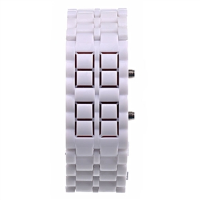 BuySKU58319 Red LED Wrist Watch Modern Style Plastic Watch (White)