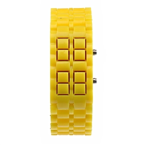 BuySKU58325 Red LED Wrist Watch Modern Style Plastic Watch (Yellow)