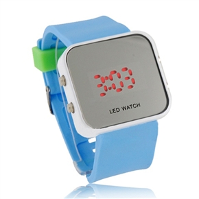 BuySKU58350 Red LED Wrist Watch Square Dial Watch with Mirror (Blue)