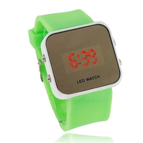 BuySKU58351 Red LED Wrist Watch Square Dial Watch with Mirror (Green)