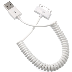 BuySKU67720 Retractable Spring Style USB Sync Data & Charging Cable for iPhone 4 /iPhone 4S (White)