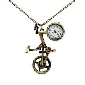 BuySKU57996 Retro Style Bicycle-shaped Design Quartz Pocket Watch with Round Dial & Copper Chain