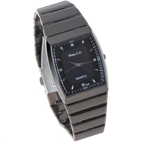 BuySKU58103 Rhinestones Decoration Vogue Quartz Wrist Watch with Stainless Steel Band for Male (Black)
