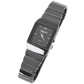 BuySKU58094 Rhinestones Decoration Vogue Quartz Wrist Watch with Stainless Steel Band for Men (Black)